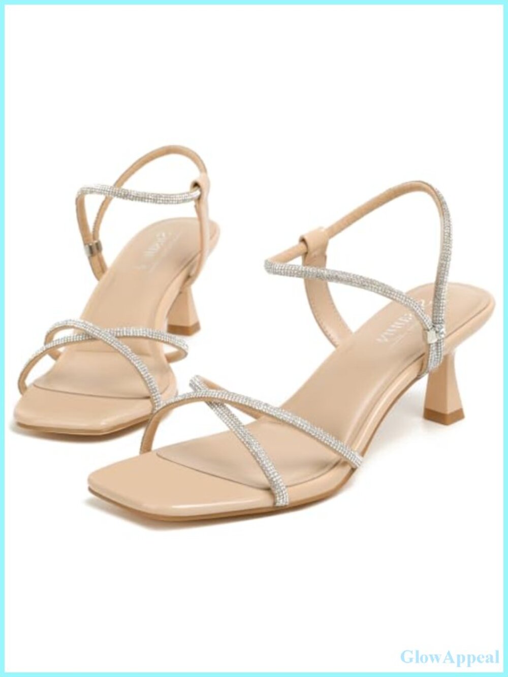 Women's Rhinestone Slingback Kitten Heels Square Toe Bow Pumps